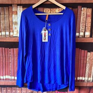 Feiersi NWT Long Sleeve Tops Casual Soft‎ Comfy Blouse Loose Buttons T Shirt